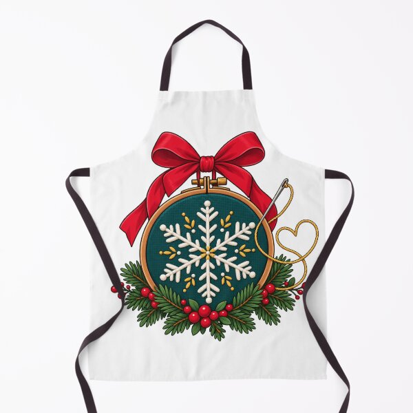 Item preview, Snowflake Embroidery Hoop with Christmas Bow designed and sold by skyartdesign.