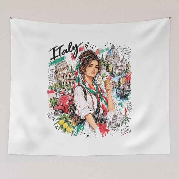 Item preview, Italy Rome Travel Girl Illustration designed and sold by EdwinkOne.