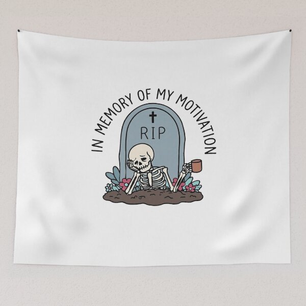 Item preview, In Memory of My Motivation - Funny Skeleton RIP Tombstone designed and sold by LuloCreative.