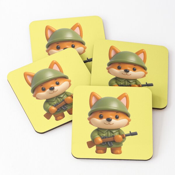 Item preview, Cute fox soldier figure helmet rifle uniform designed and sold by Mauswohn.
