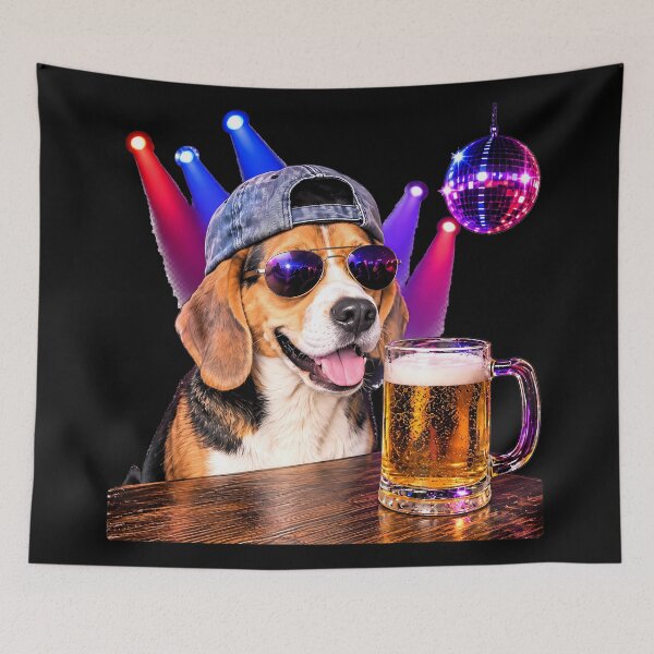 Item preview, Beagle at Bar Funny Dog Drinking Beer designed and sold by Bob Meme Life.