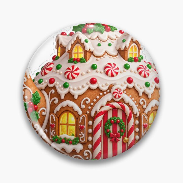 Item preview, Christmas Gingerbread Teapot House PNG Clipart with Peppermint Candy, Holly and White Icing designed and sold by AnnavelleStudio.