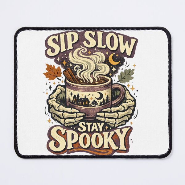 Item preview, Sip Slow Stay Spooky Skeleton Hands Coffee Halloween Cozy Fall Design designed and sold by inkoutninja.