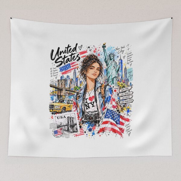 Item preview, USA United States Travel Illustration designed and sold by EdwinkOne.