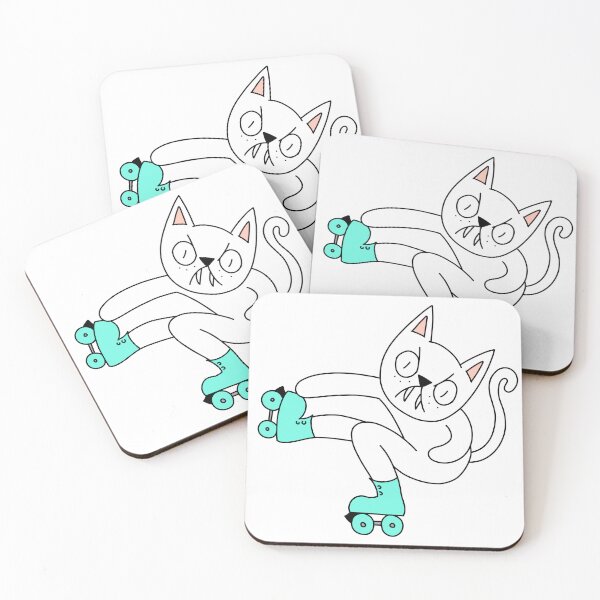 Item preview, MEAN CAT Rollerskating - white designed and sold by motherbrainart.