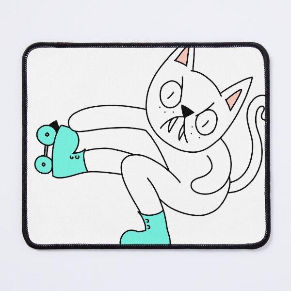 Item preview, MEAN CAT Rollerskating - white designed and sold by motherbrainart.