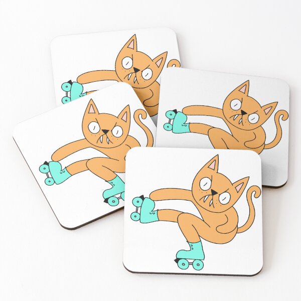 Item preview, MEAN CAT Rollerskating - orange designed and sold by motherbrainart.