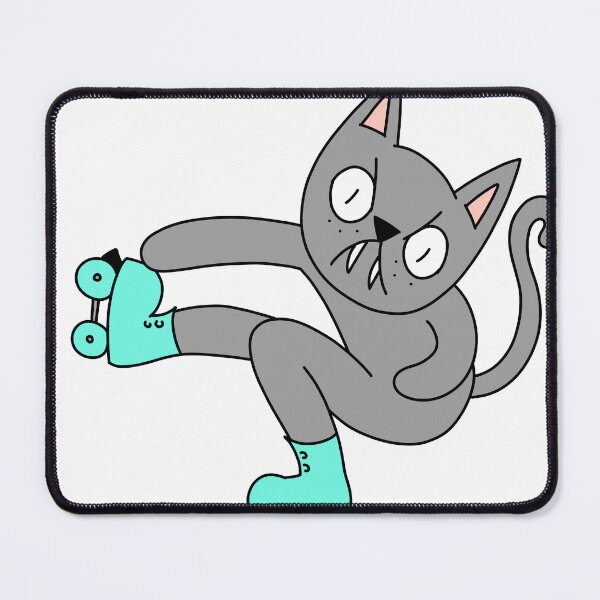 Item preview, MEAN CAT Rollerskating - gray designed and sold by motherbrainart.