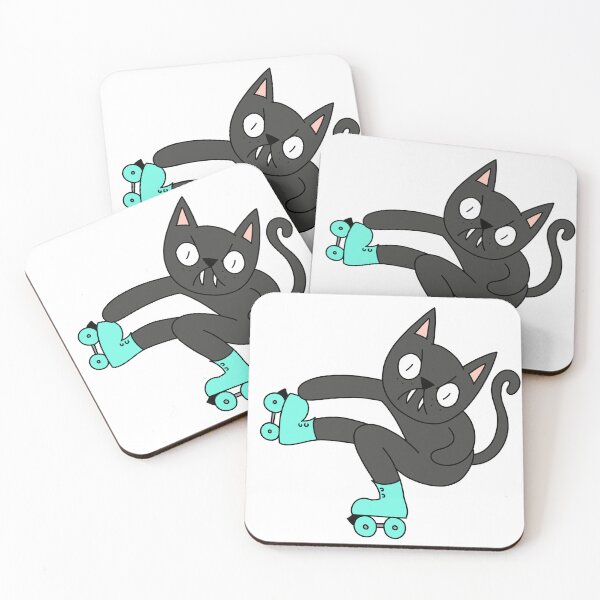 Item preview, MEAN CAT Rollerskating - black designed and sold by motherbrainart.