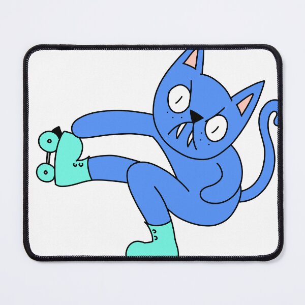 Item preview, MEAN CAT Rollerskating - blue designed and sold by motherbrainart.