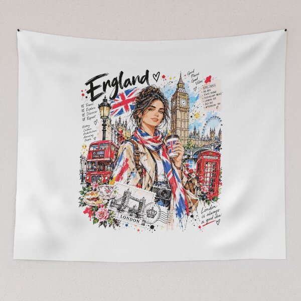 Item preview, England London Travel Illustration designed and sold by EdwinkOne.