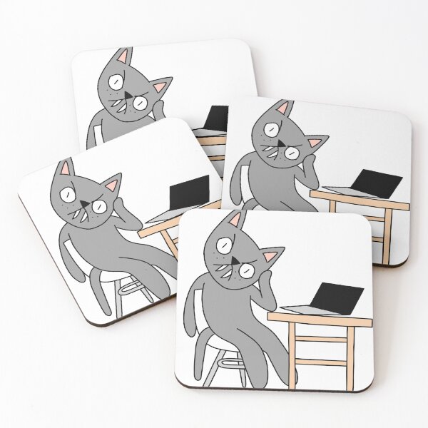 Item preview, MEAN CAT at work - gray designed and sold by motherbrainart.
