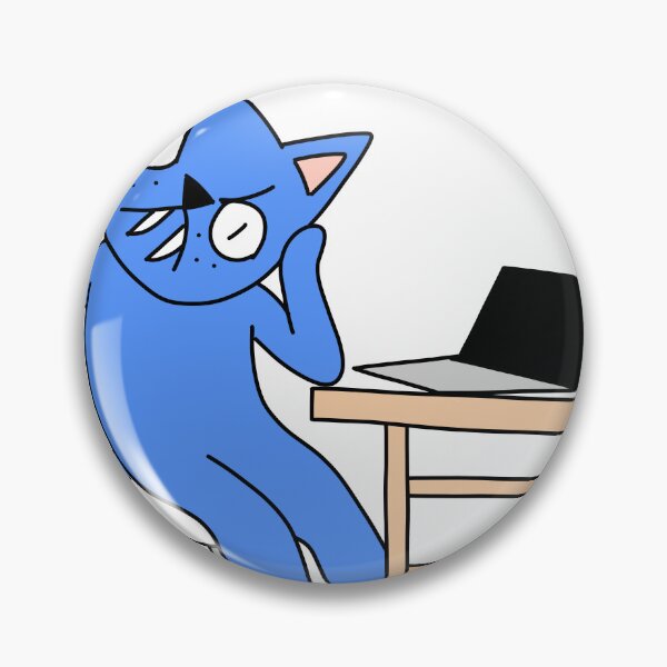 Item preview, MEAN CAT at work - blue designed and sold by motherbrainart.