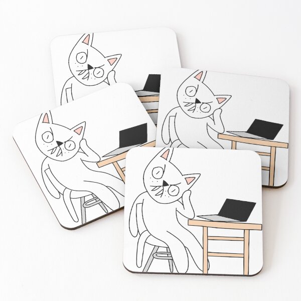 Item preview, MEAN CAT at work - white designed and sold by motherbrainart.