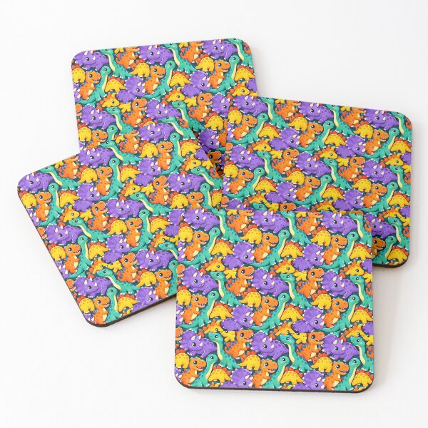 Item preview, Cute Colorful Baby Dinosaur Tessellation Pattern – Kawaii Dino Party designed and sold by vinothmech53.
