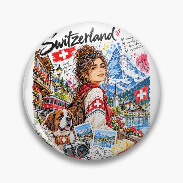 Artikelvorschau, Schweizer Alpenreiseillustration entworfen und verkauft von EdwinkOne.