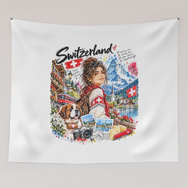 Item preview, Switzerland Alpine Travel Illustration designed and sold by EdwinkOne.