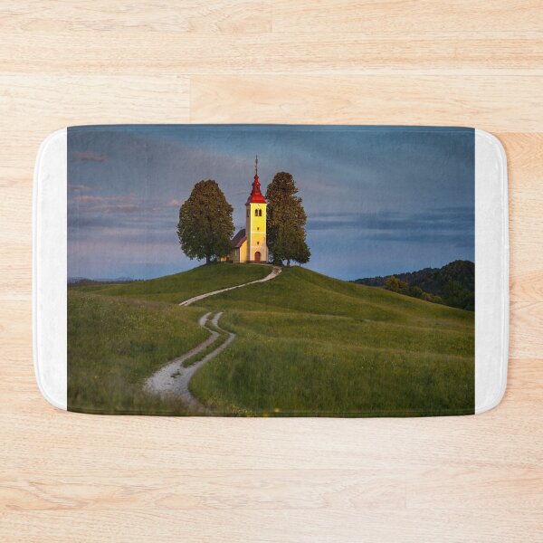 Item preview, Solitary Hilltop Church In Slovenia Countryside At Dusk designed and sold by Matricko.