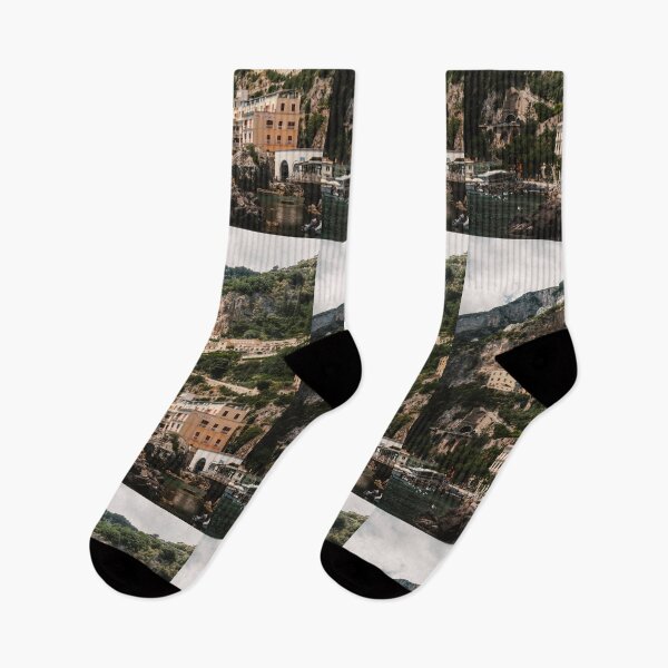Item preview, Amalfi Coast Buildings On Cliffside Facing Sea designed and sold by Matricko.