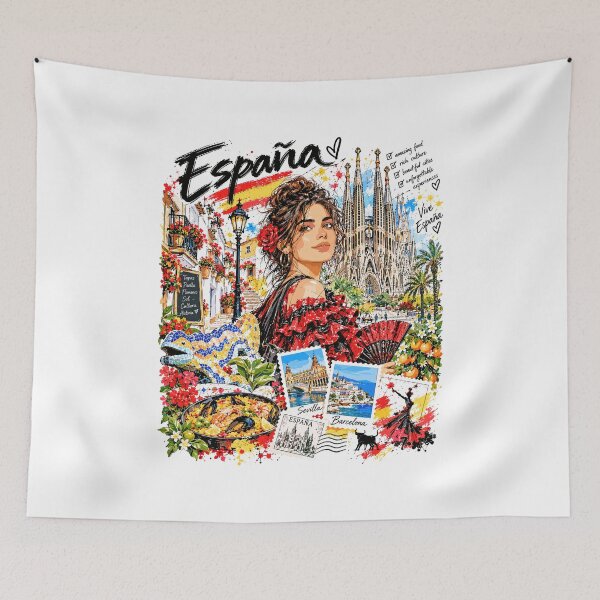 Item preview, Spain Travel and Culture Illustration designed and sold by EdwinkOne.