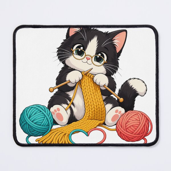 Item preview, Knitting Kitten with Colorful Yarn Balls designed and sold by skyartdesign.