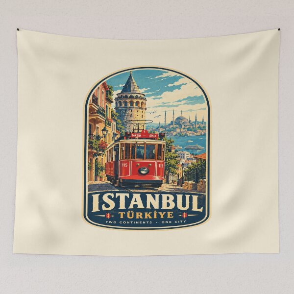 Item preview, Istanbul Turkey Historic Tram – Two Continents One City Vintage Travel Design designed and sold by Globalcitytees.