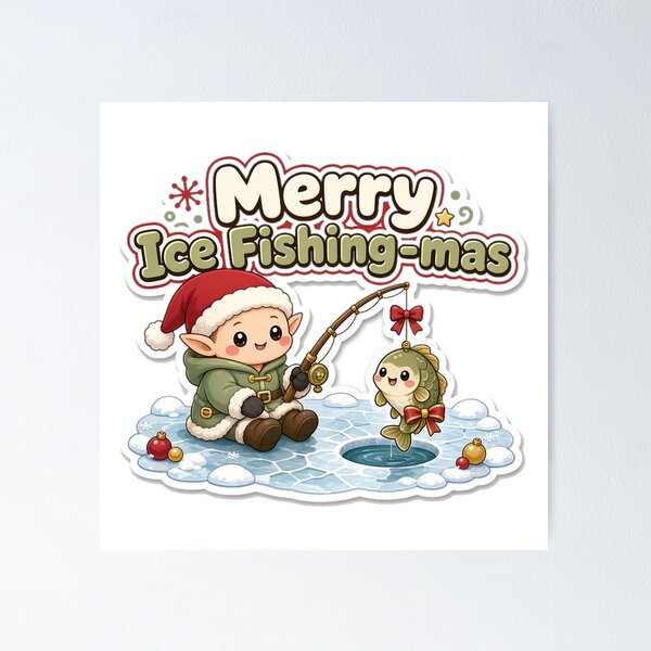 Aperçu de l'œuvre Ice Fishing Christmas Merry Ice Fishing-mas Gift créée et vendue par Soft Merch.