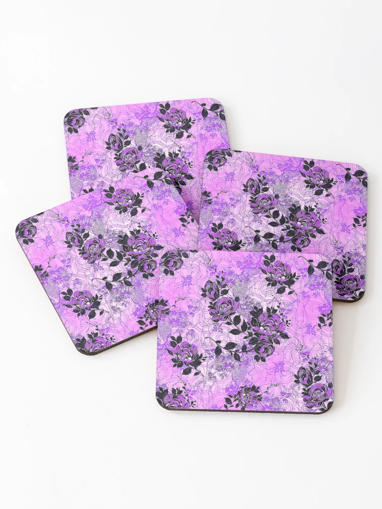 Thumbnail 1 of 5, Coasters (Set of 4), Violet Roses designed and sold by ViaARTfactory.