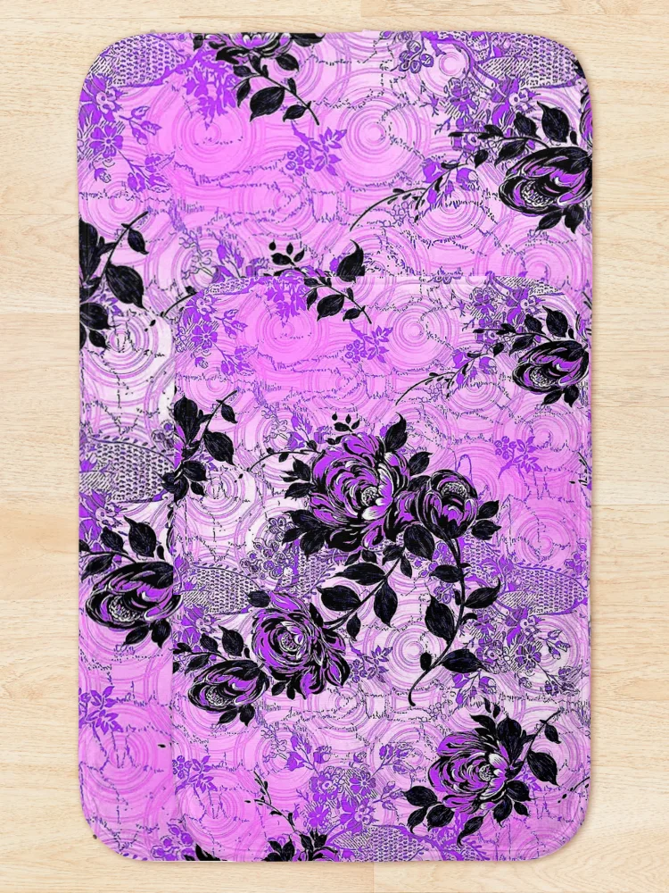 Thumbnail 5 of 6, Bath Mat, Violet Roses designed and sold by ViaARTfactory.