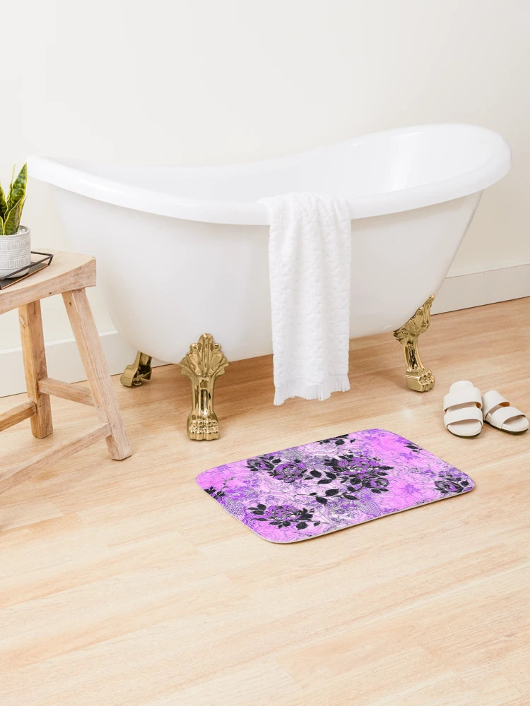 Thumbnail 2 of 6, Bath Mat, Violet Roses designed and sold by ViaARTfactory.
