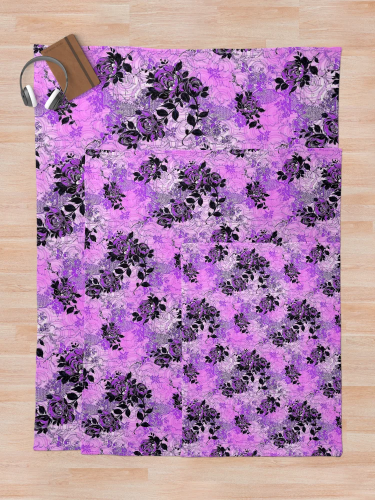 Thumbnail 5 of 6, Throw Blanket, Violet Roses designed and sold by ViaARTfactory.