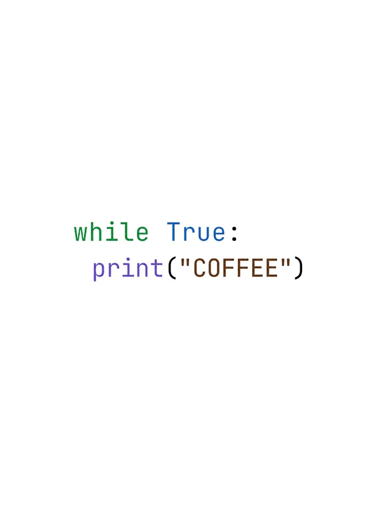 Thumbnail 4 of 4, iPhone Case, While True Print Coffee Python Code designed and sold by DevStyle Labs.