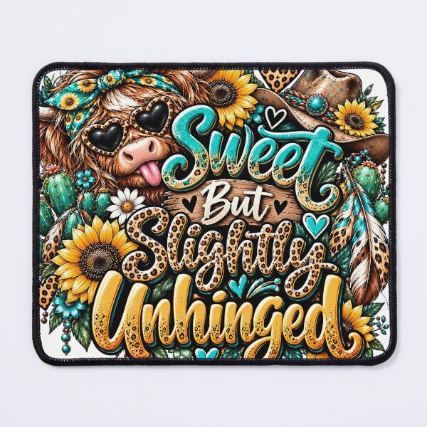 Item preview, Sweet But Slightly Unhinged – Funny Highland Cow, Western Cowgirl Leopard Print & Sunflowers designed and sold by Fabricbella.
