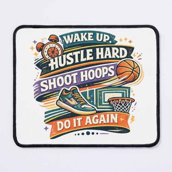 Item preview, Wake Up Hustle Hard Shoot Hoops Do It Again Basketball Player Sports Design designed and sold by inkoutninja.
