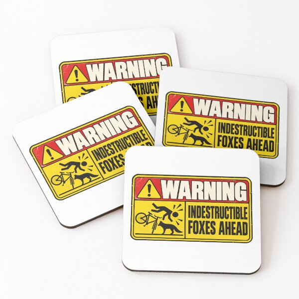 Item preview, Warning Indestructible Foxes Ahead Mountain Biking Fox Lover Cyclist Humor designed and sold by HumansStuck12.