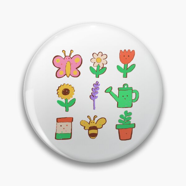 Aperçu de l'œuvre Lot d'autocollants Fleurs de jardin avec un papillon créée et vendue par BysonDesigns.