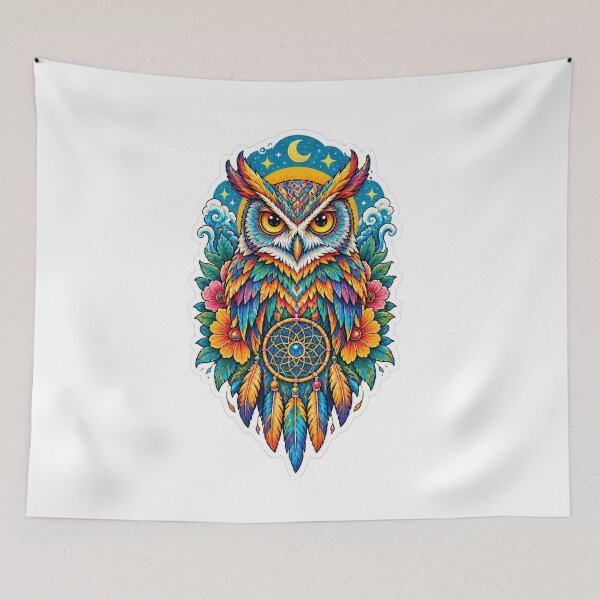 Item preview, Mystical Colorful Owl Dreamcatcher designed and sold by GussieGerman.
