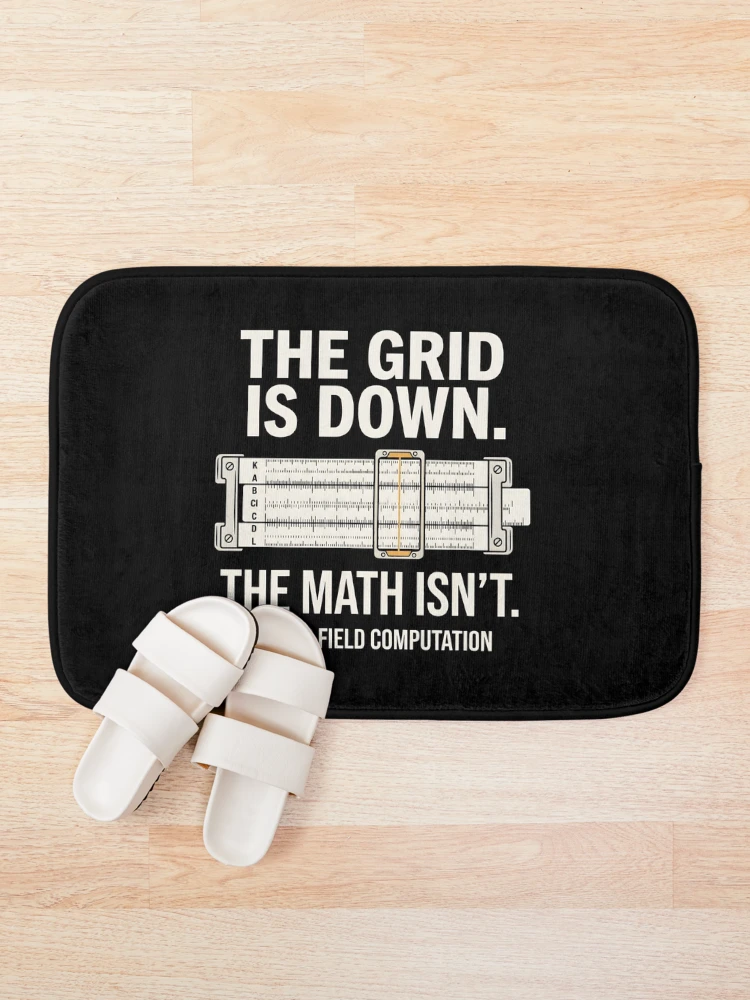 Thumbnail 1 of 6, Bath Mat, Analog Field Computation Slide Rule Math Engineer designed and sold by SplashTastic.
