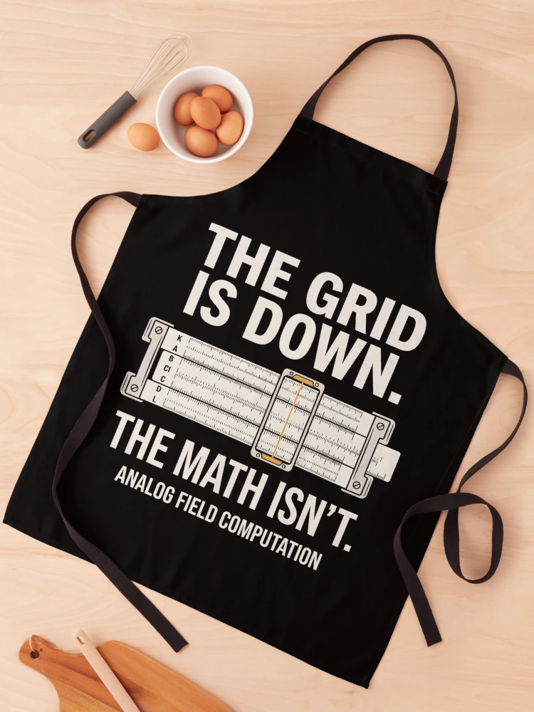 Thumbnail 1 of 6, Apron, Analog Field Computation Slide Rule Math Engineer designed and sold by SplashTastic.