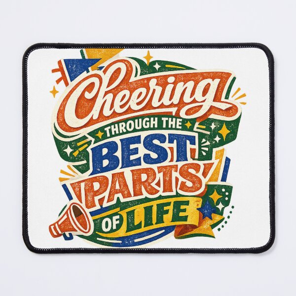 Item preview, Cheering Through the Best Parts of Life Cheerleader Positive Retro Quote Design designed and sold by inkoutninja.