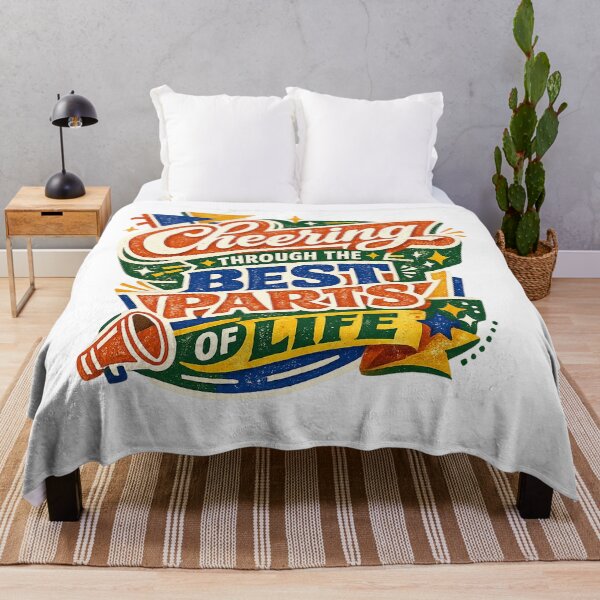 Item preview, Cheering Through the Best Parts of Life Cheerleader Positive Retro Quote Design designed and sold by inkoutninja.
