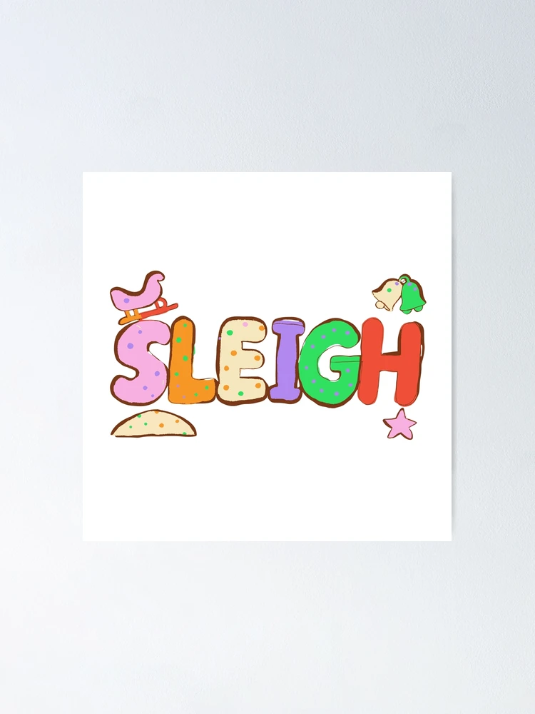 Thumbnail 1 of 3, Poster, Sleigh Ride Lettering - Riso Doodle Print designed and sold by BysonDesigns.