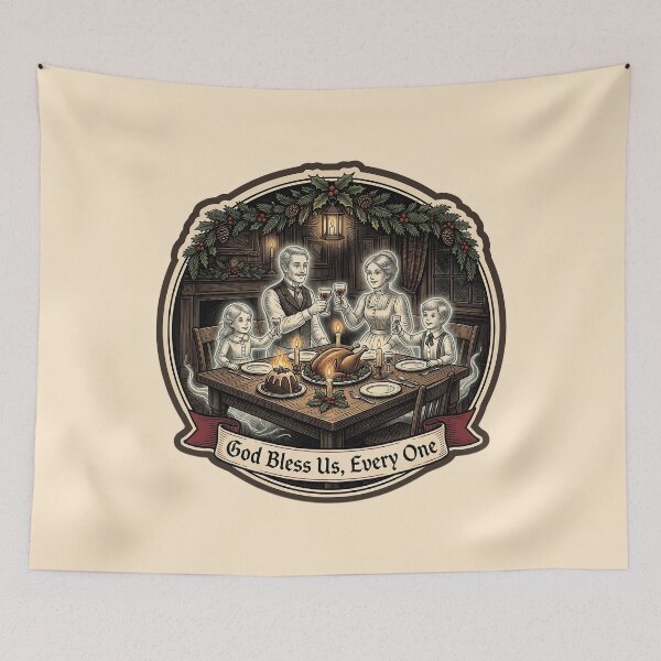 Item preview, God Bless Us Every One — Christmas Ghost Dinner designed and sold by TheCalmEdit.