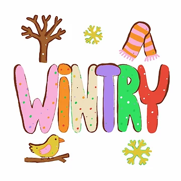 Artwork thumbnail, Wintry Walk Lettering - Riso Doodle Print by BysonDesigns