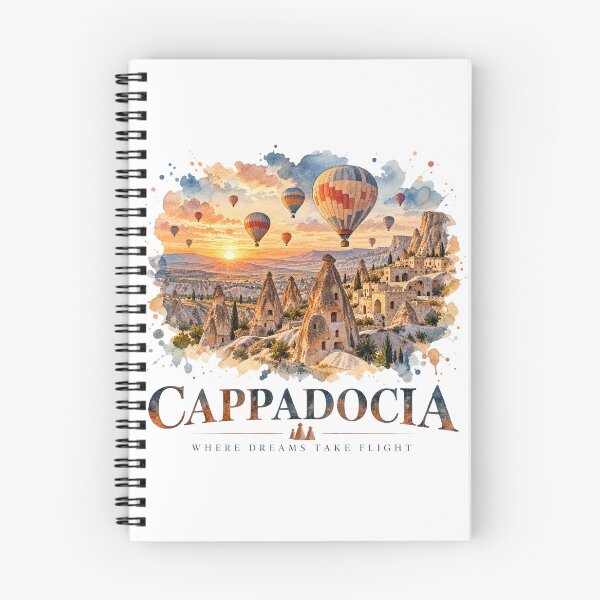 Item preview, Cappadocia Turkey Watercolor Travel Art – Hot Air Balloons Vintage Souvenir designed and sold by DreamPaw Studio.