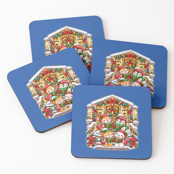 Item preview, Kawaii Christmas Caroling Animals on a Festive Snowy Porch designed and sold by ALH Apparel.