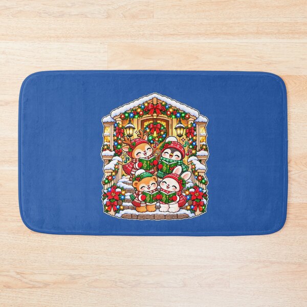 Item preview, Kawaii Christmas Caroling Animals on a Festive Snowy Porch designed and sold by ALH Apparel.