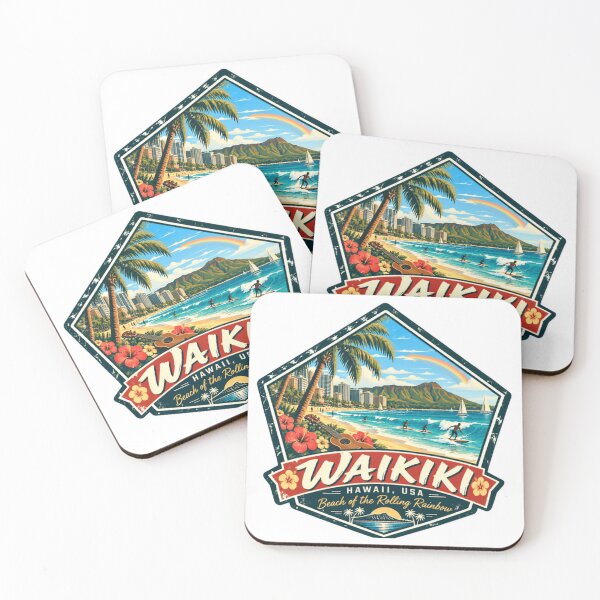 Item preview, Waikiki Hawaii USA Beach Of The Rolling Rainbow Surfing Tropical Vacation designed and sold by Simsimah26Parks.