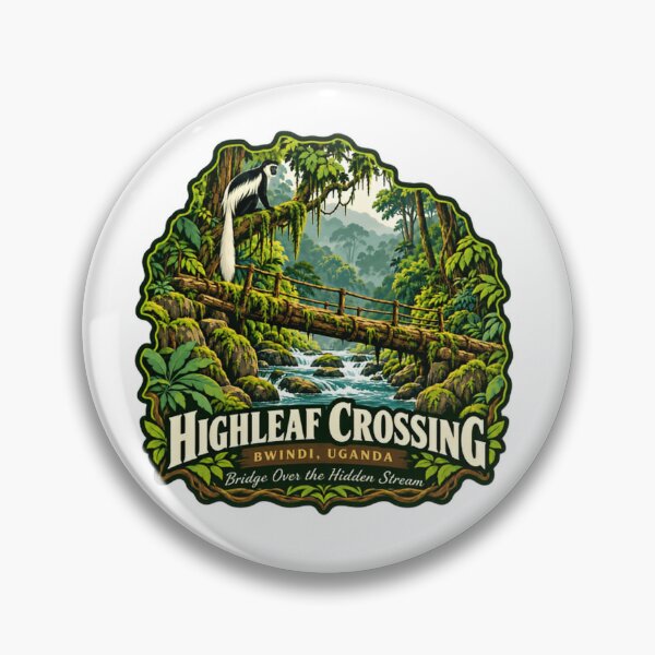 Aperçu de l'œuvre Pont de Highleaf Crossing à Bwindi, en Ouganda, au-dessus du ruisseau caché : voyage, faune et nature, exploration créée et vendue par Simsimah26Parks.