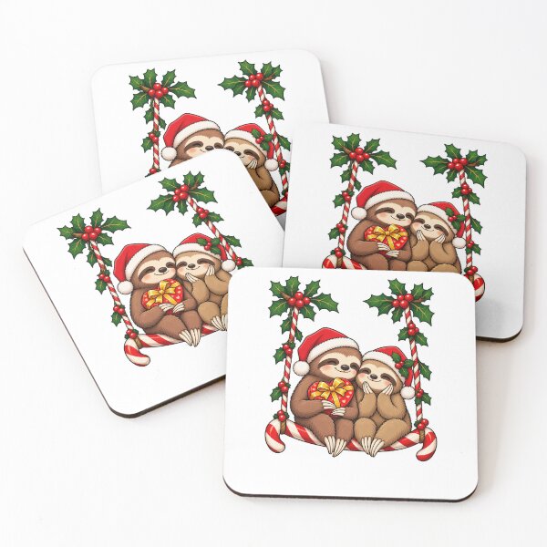 Item preview, Christmas Sloth Couple on a Festive Swing designed and sold by skyartdesign.